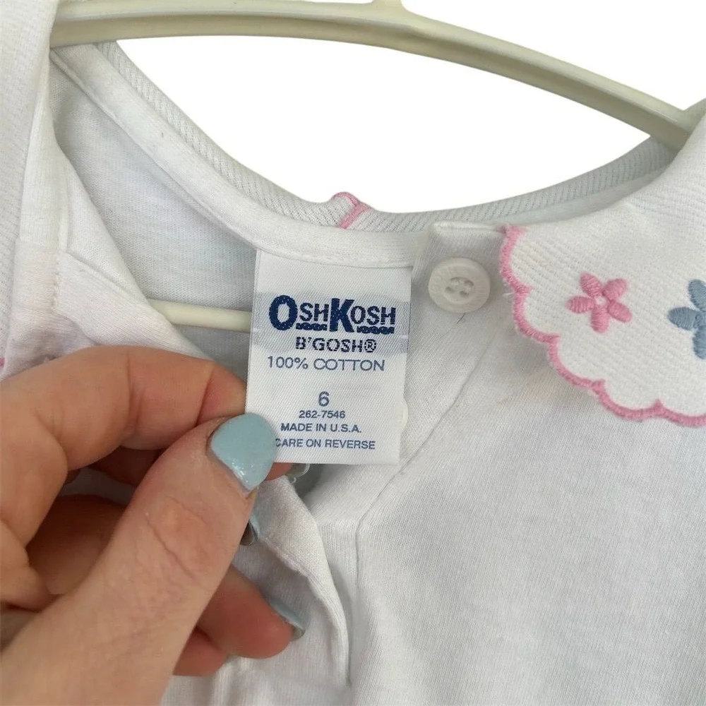 VTG 90s Y2K OshKosh B'gosh Girls Floral Blouse Sz 6 USA Union Made Cottage core